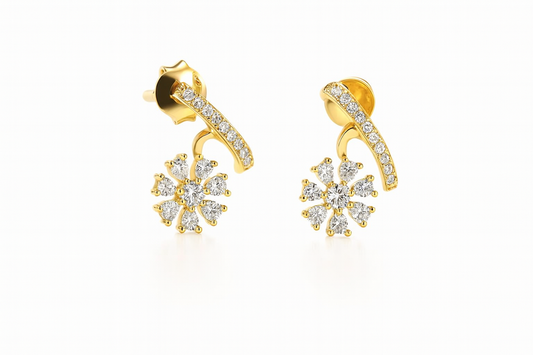 STAR GOLD STUDS SILVER EARRINGS