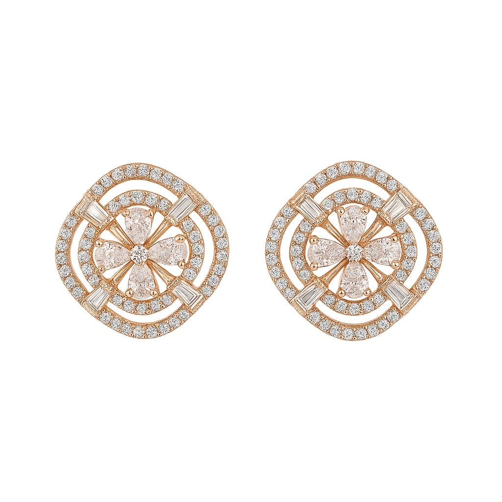 Stunning Rose Gold Studs Silver Earrings