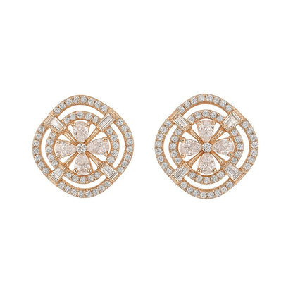 Stunning Rose Gold Studs Silver Earrings