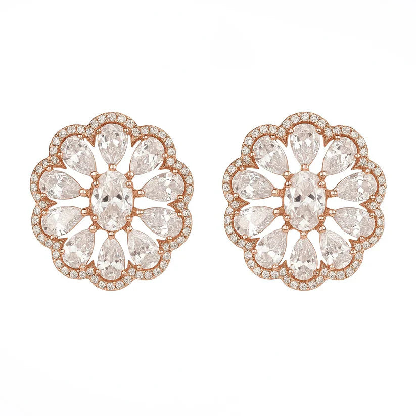 Floral Parade Silver Studs Earrings