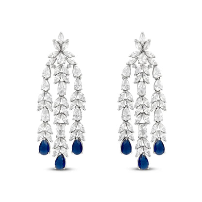 Statement Sapphire Cocktail Diamond Silver Earrings