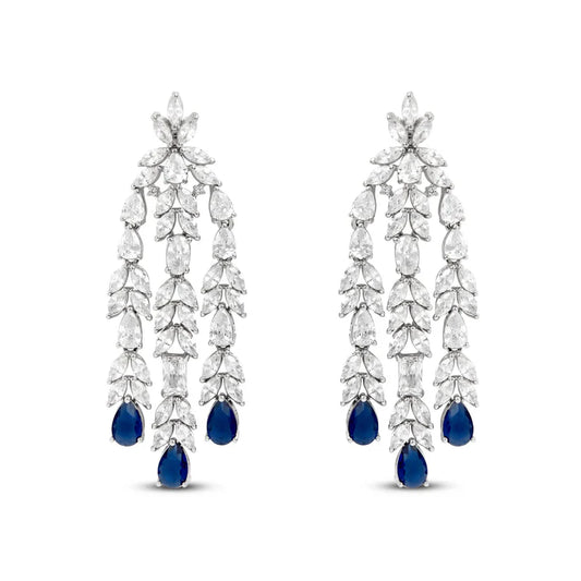 Statement Sapphire Cocktail Diamond Silver Earrings
