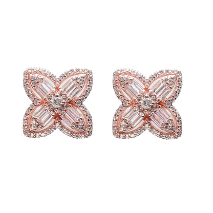 Enchanting Rose Gold Studs Silver Earrings