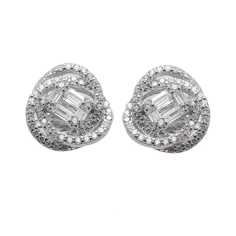 Chic Diamond Silver Studs Earrings