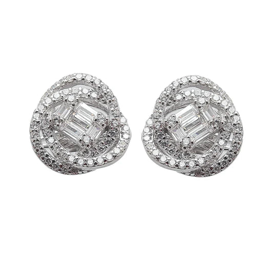 Chic Diamond Silver Studs Earrings
