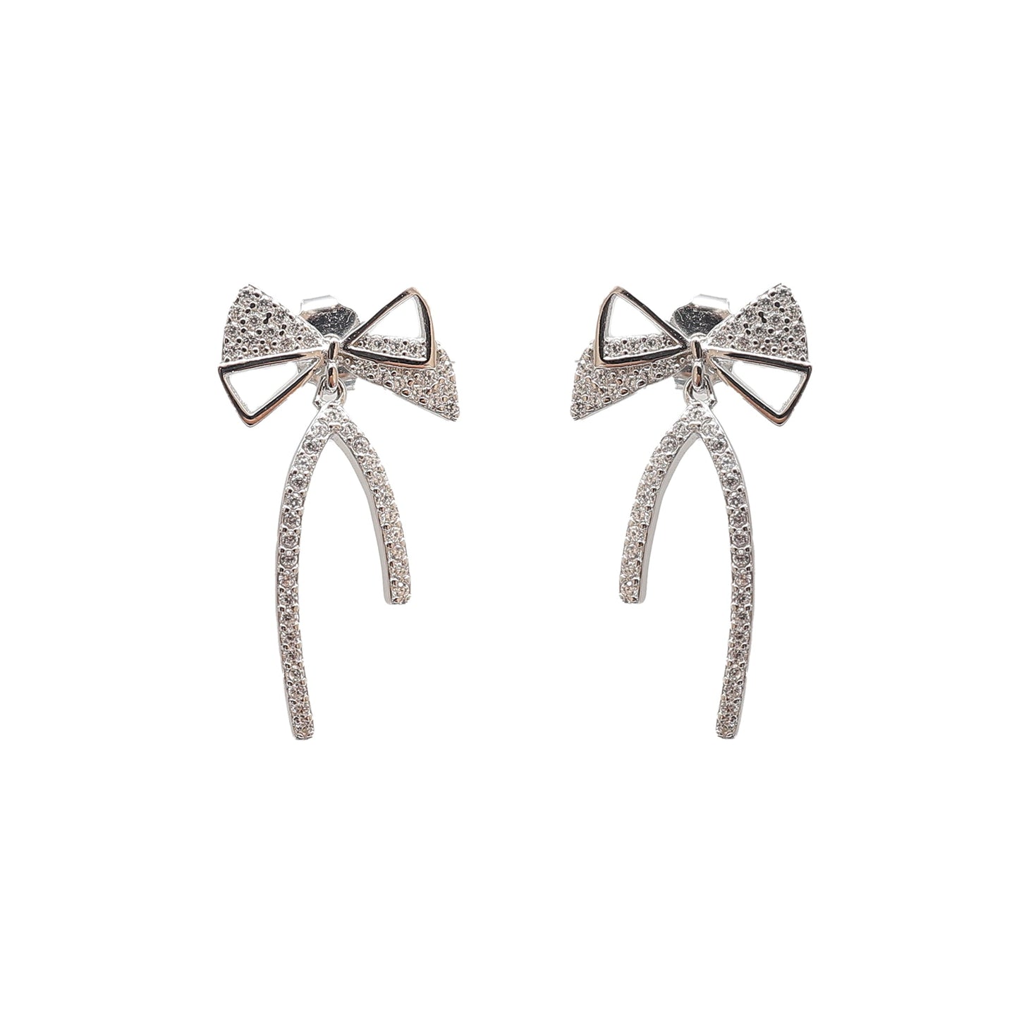 Bow Diamonds Silver Earrings