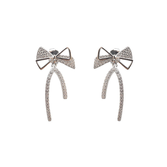 Bow Diamonds Silver Earrings
