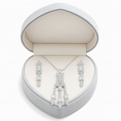 Luxe Diamond Silver Pendant Set