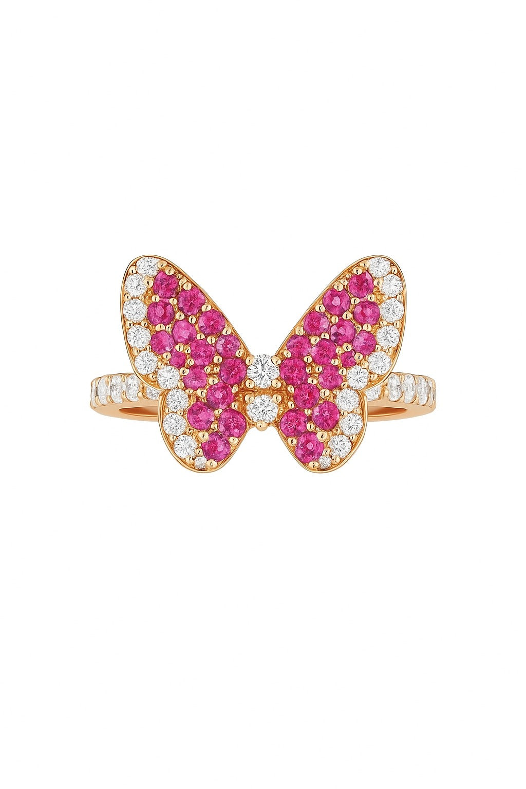 Red Butterfly Silver Ring
