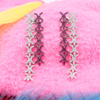 Elegance Diamond Fall Silver Earrings