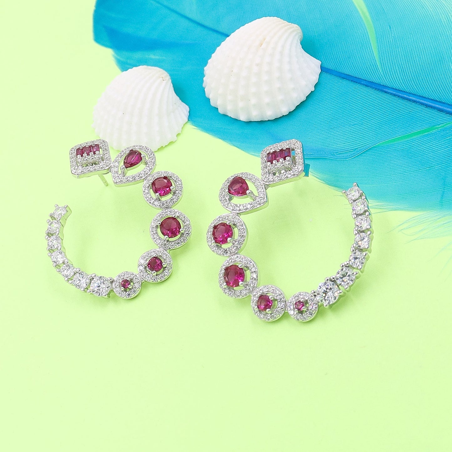 Elegant Ruby Diamond Earrings