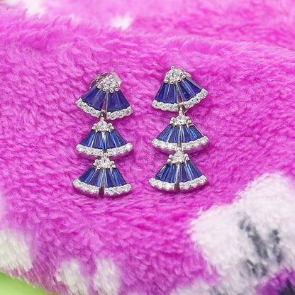 Casual Sapphire Silver Earrings