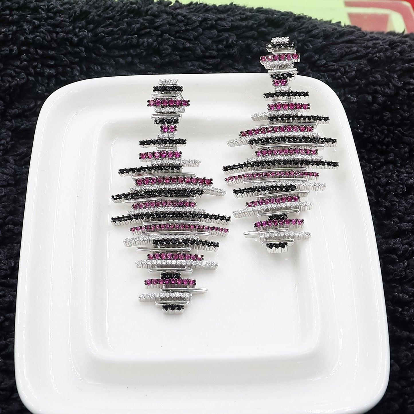 Multi Coloured Statement Silver Earrings