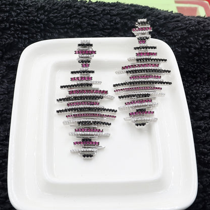 Multi Coloured Statement Silver Earrings