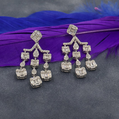 Diamond Chandellier Silver Earrings