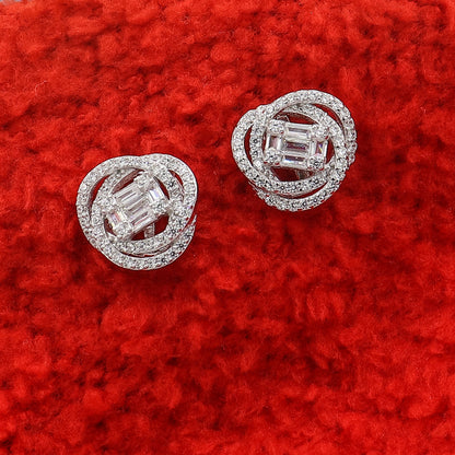 Chic Diamond Silver Studs Earrings
