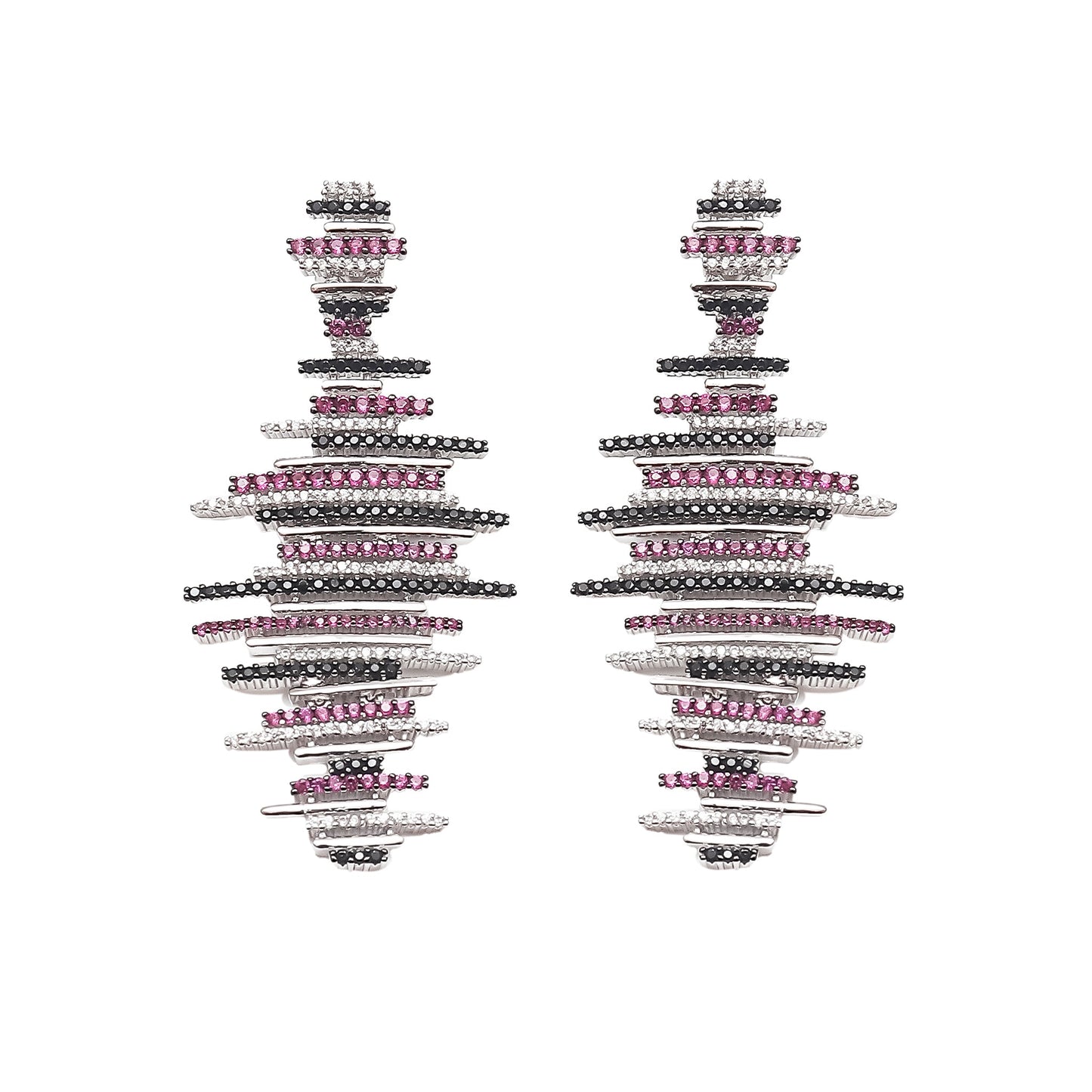 Multi Coloured Statement Silver Earrings