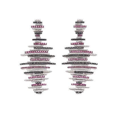 Multi Coloured Statement Silver Earrings