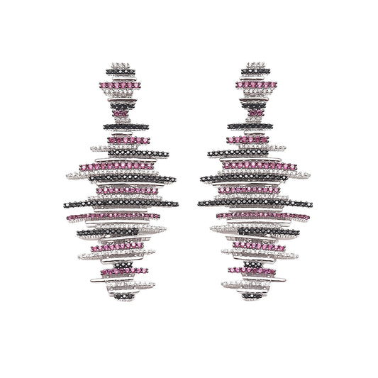 Multi Coloured Statement Silver Earrings