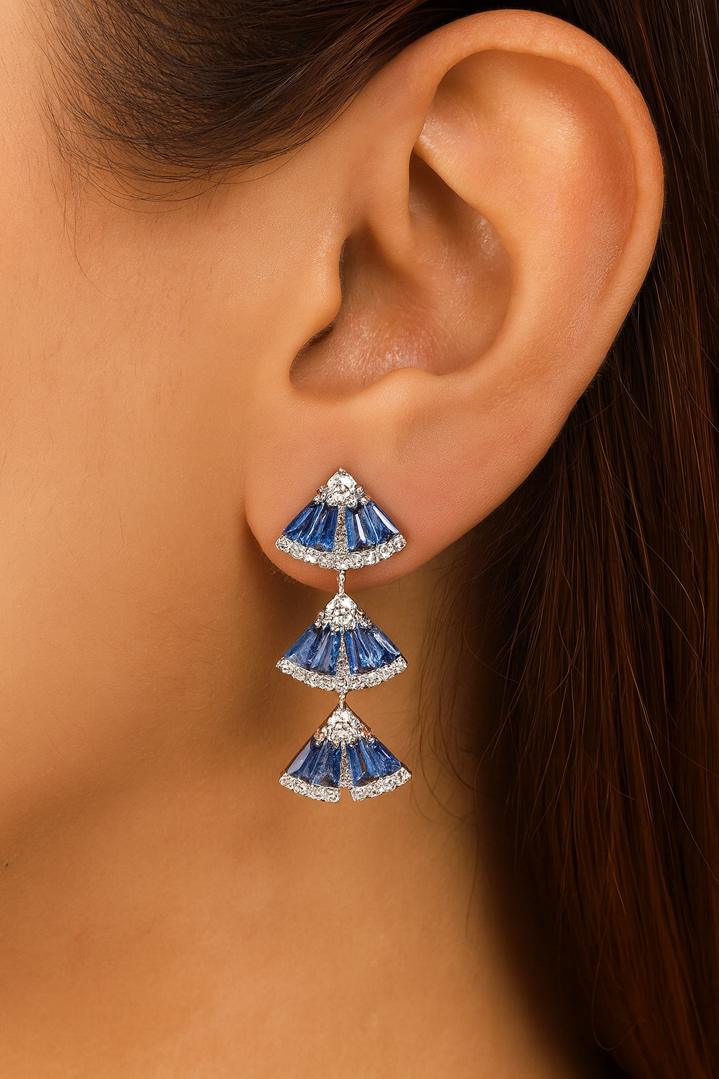Casual Sapphire Silver Earrings