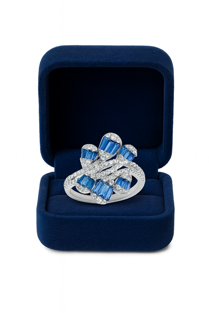 Regal Sapphire And Diamond Silver Earring