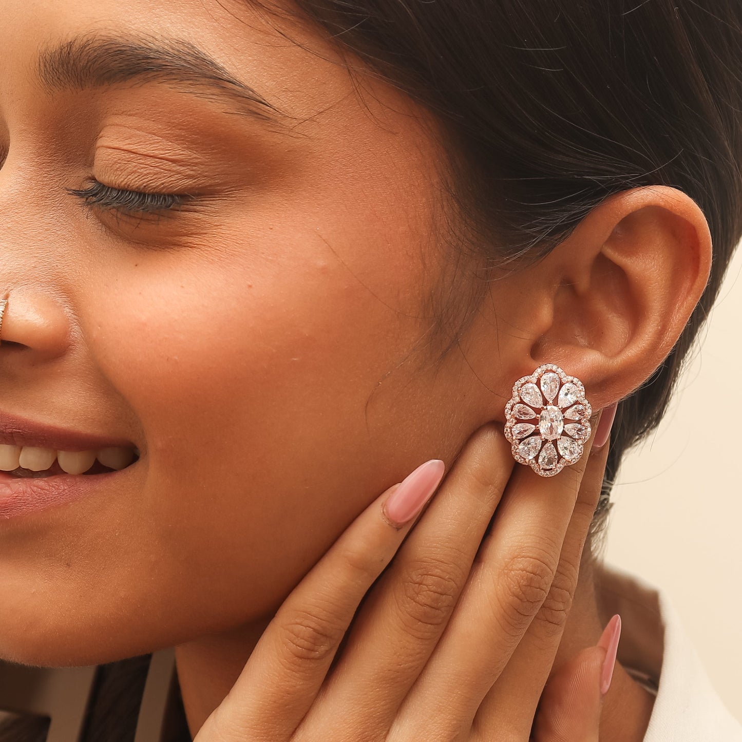 Floral Parade Silver Studs Earrings
