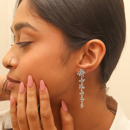 Blue Crystal Dewfall Silver Earrings