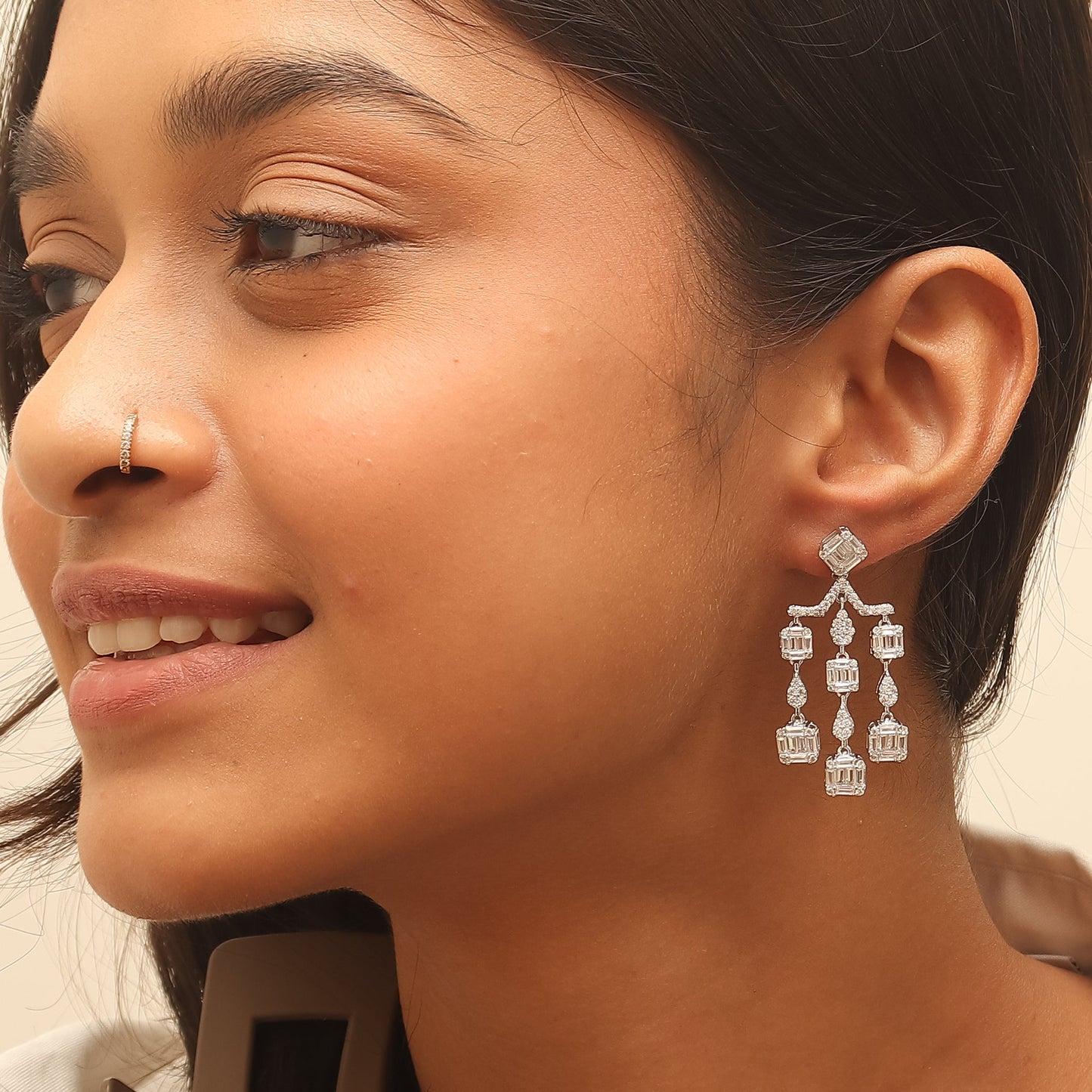 Diamond Chandellier Silver Earrings