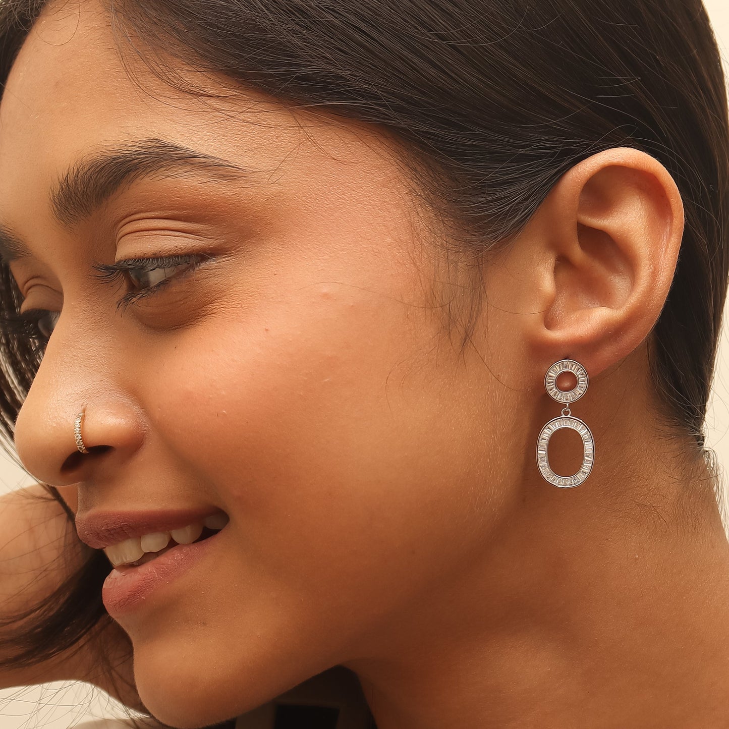 Classic Round Danglers Silver Earrings