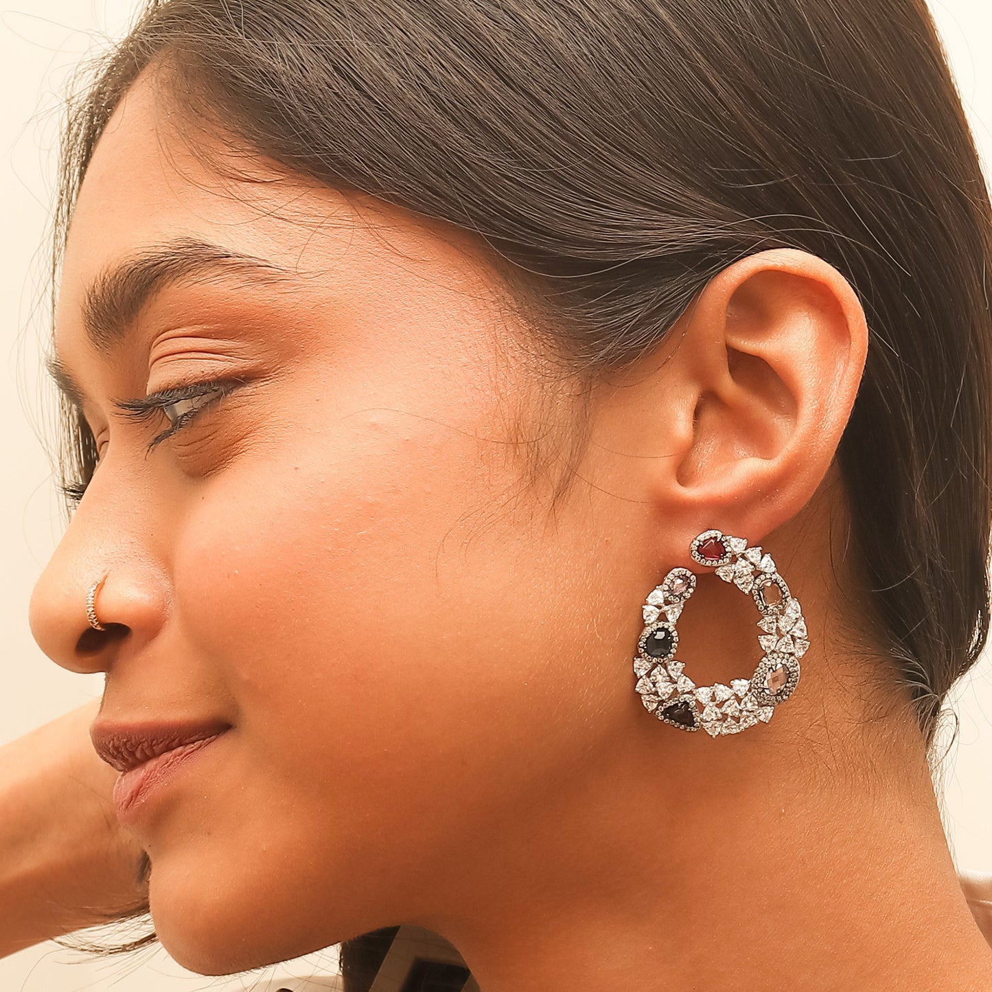 Multi Coloured Crystal Silver Earrings