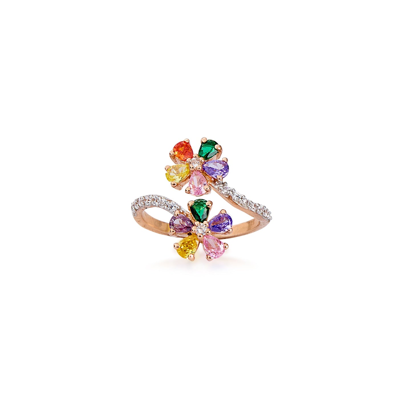 Multi Colour Diamond Silver Ring