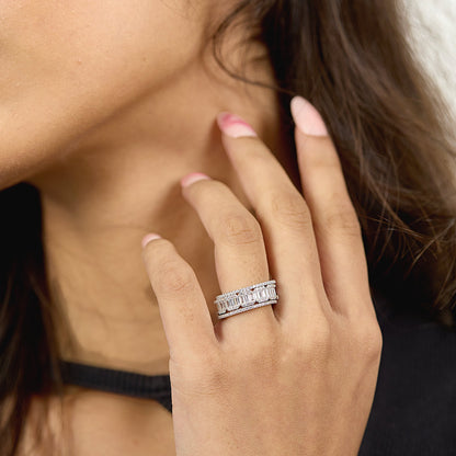 Cocktail Diamond Stack Silver Ring