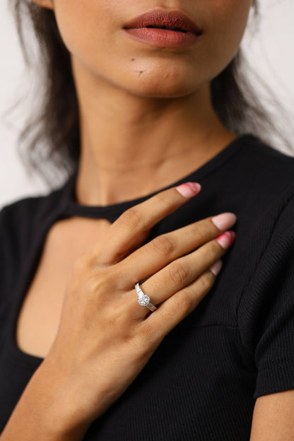 Mini Spark Diamond Silver Ring