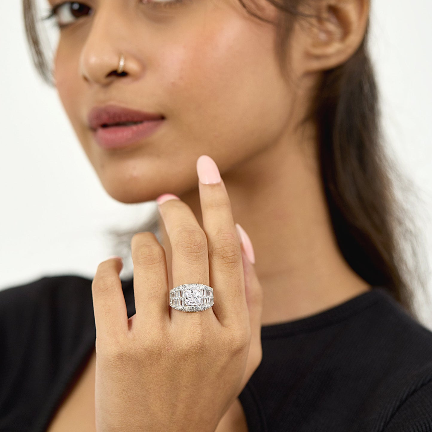 Zen Spark Diamond Silver Ring