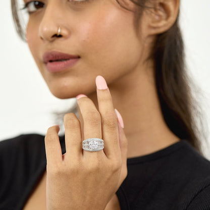 Zen Spark Diamond Silver Ring