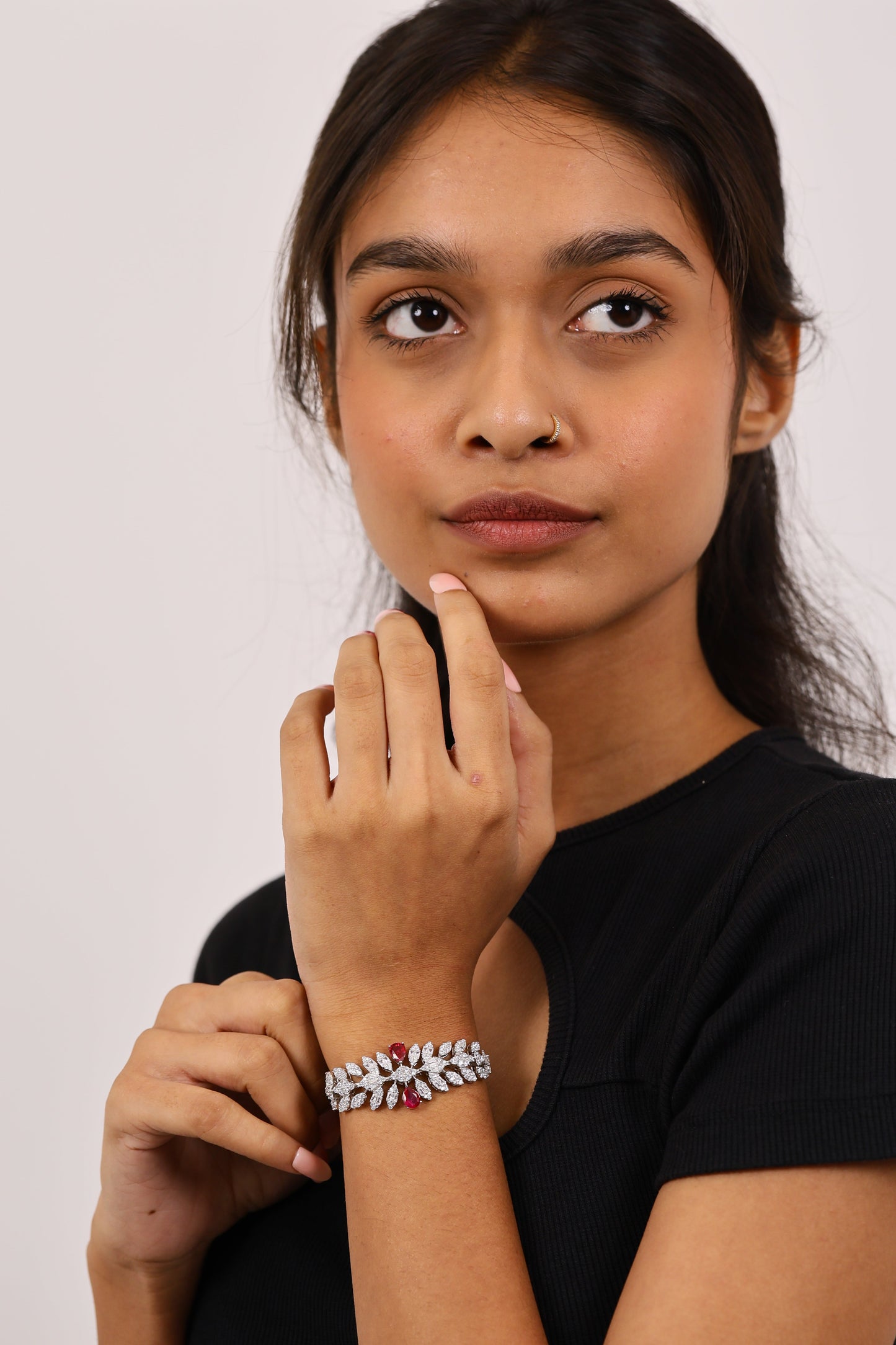 Royal Ruby And Diamond Silver Bracelet