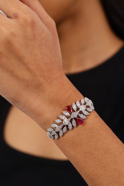 Royal Ruby And Diamond Silver Bracelet