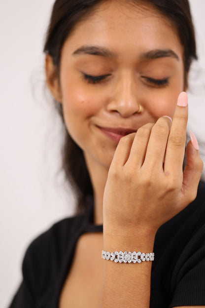 Sleek Spark Diamond Silver Bracelet