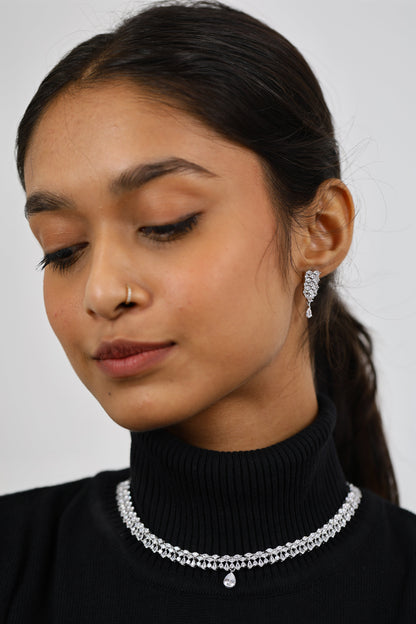 Grace Royale Diamond Silver Necklace Set