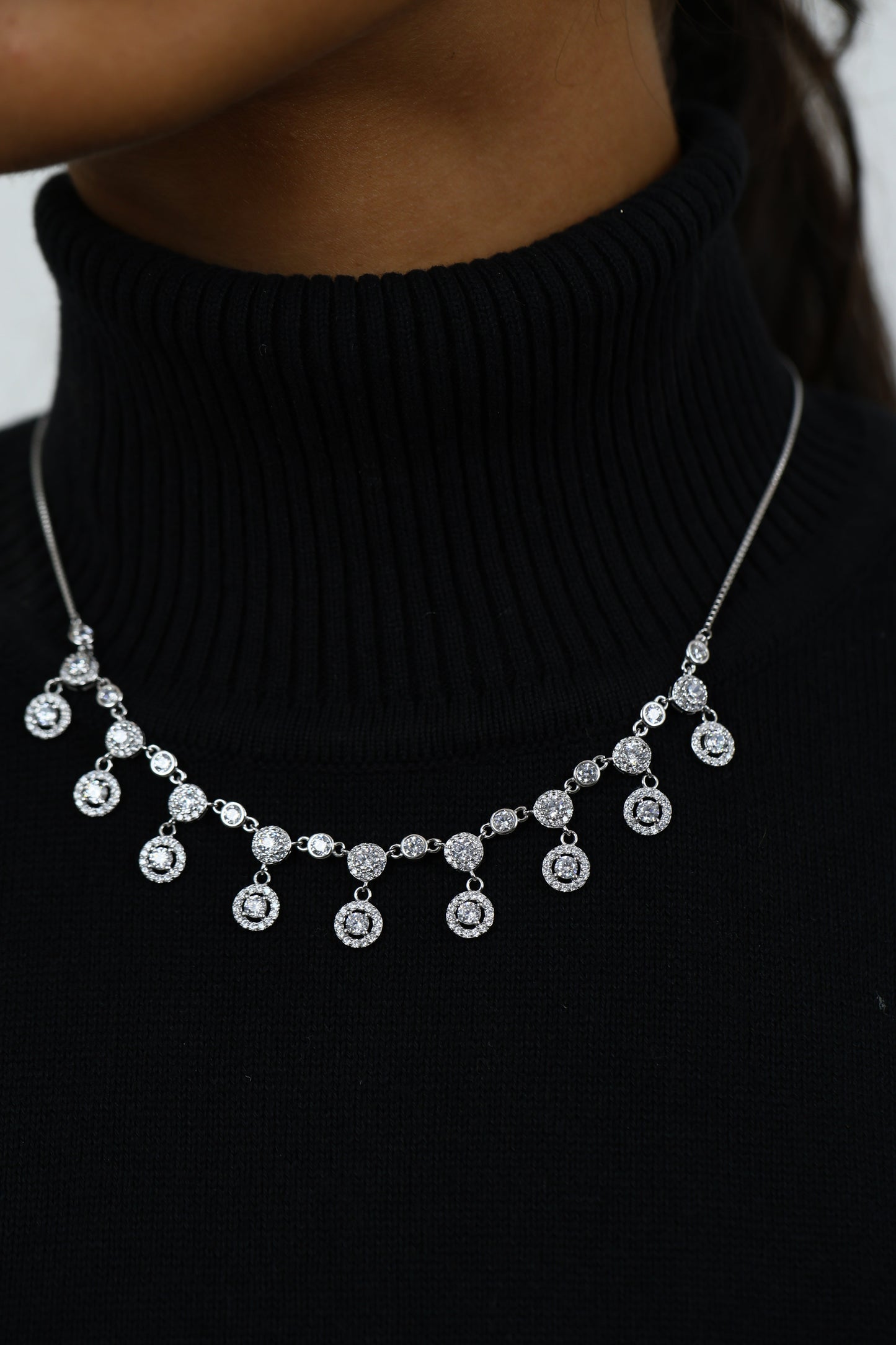 Bella Luna Diamond Silver Necklace Set