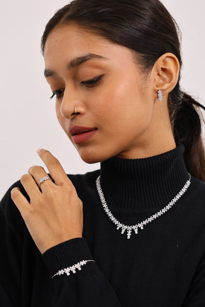 Timeless Diamond Silver Necklace Set