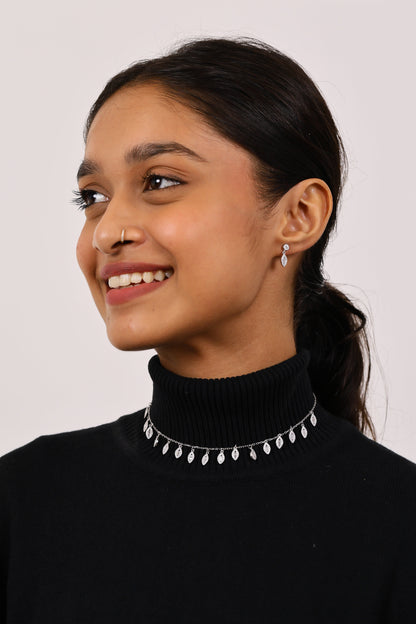 Cocktail Diamond Silver Necklace Set