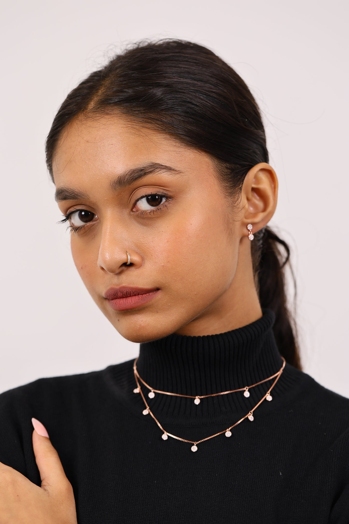 Self Love Diamond Rose Gold Silver Necklace Set