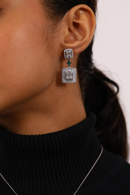 Cocktail Diamond Silver Pendant Set