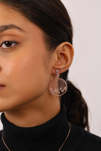 Enchanting Rose Gold Earrings And Pendant Set