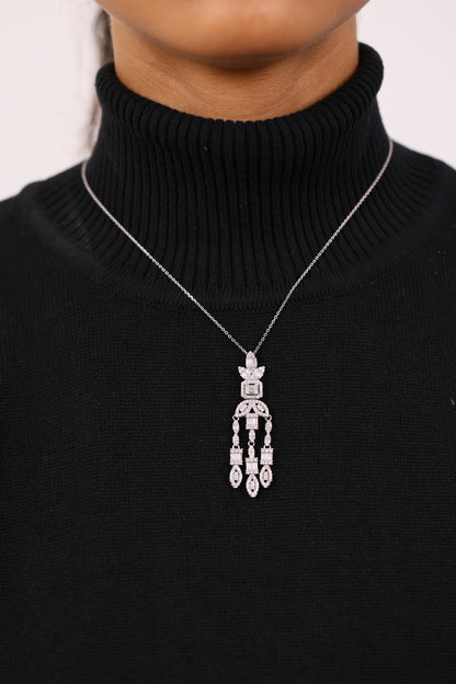 Luxe Diamond Silver Pendant Set