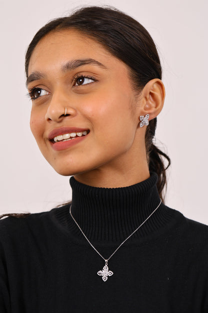 Moonlit Diamond Silver Pendant Set