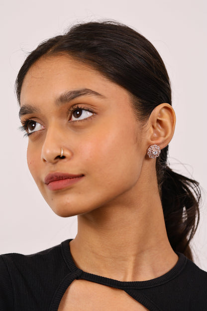 ALLURE DIAMOND ROSE GOLD STUDS SILVER EARRINGS