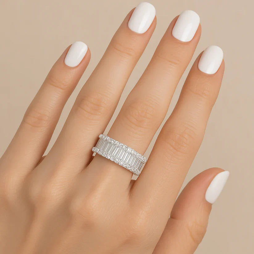 Timeless Baguette Eternity Band Silver Ring