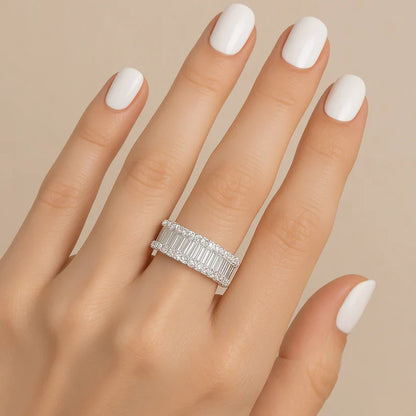 Timeless Baguette Eternity Band Silver Ring